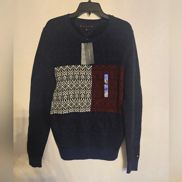 NWT Men's Tommy Hilfiger Fair Isle Crew Sweater Size Medium Multicolor